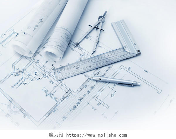 白色商务办公建筑机械专业设计图纸